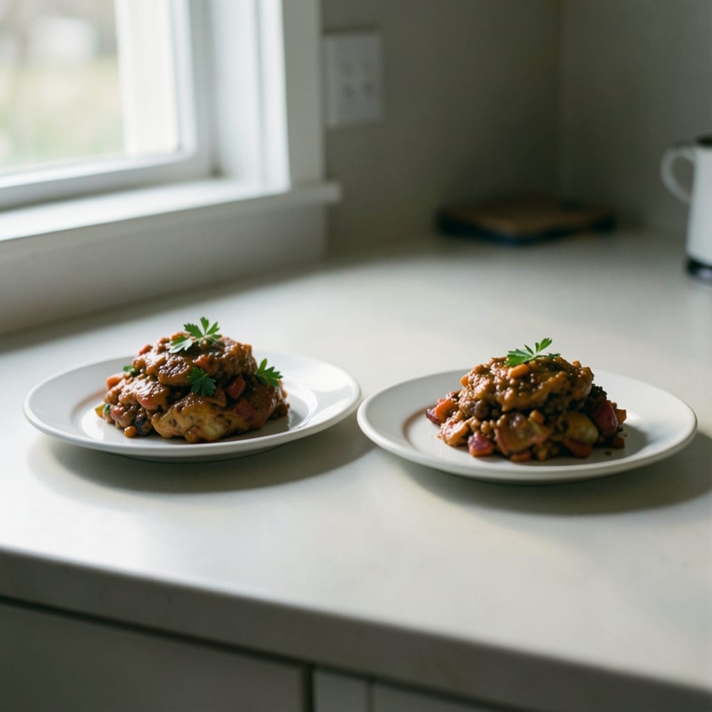 Two versions of the same dish, side by side