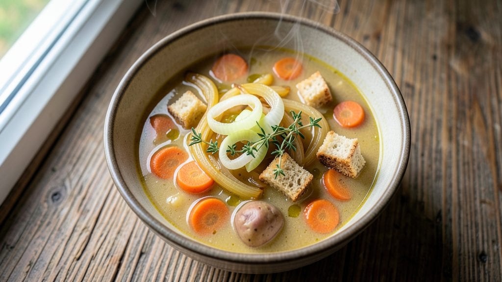 Amy's French Country Vegetable Soup Copycat Recipe: Herbed Bread Crust Topping Magic