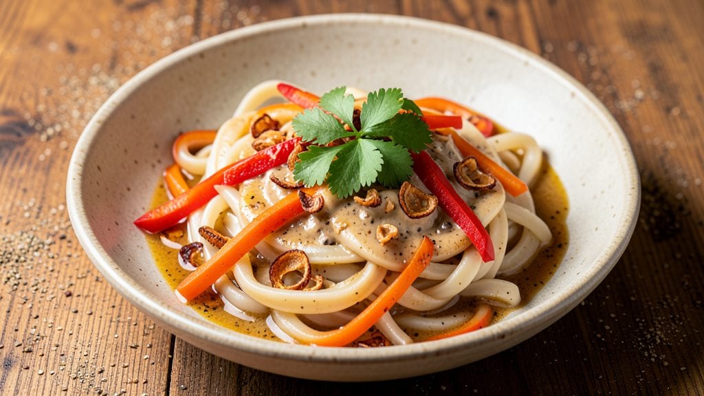 Veg Udon Noodles Recipe: Miso-Tahini Swirl With Crunchy Shredded Veggies
